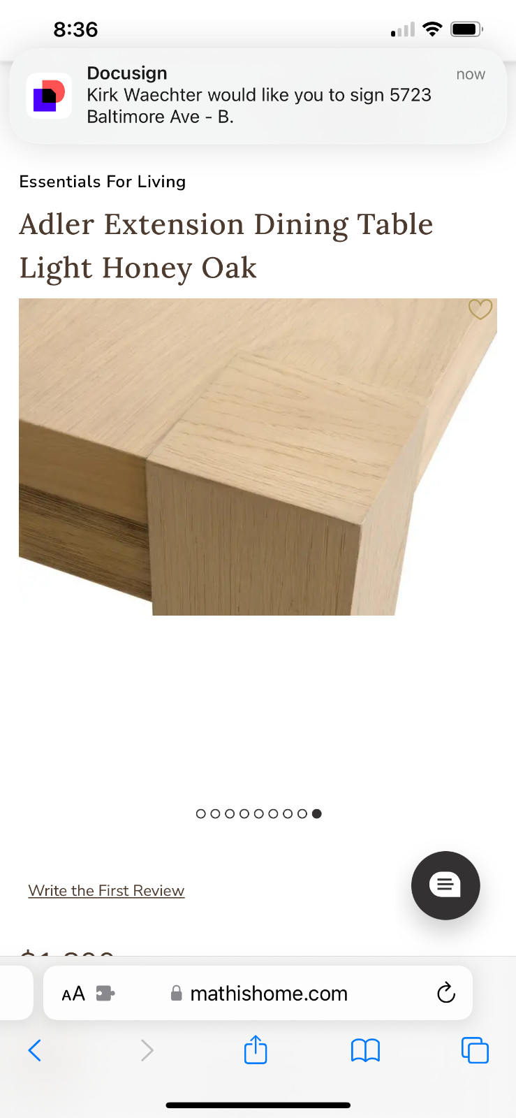 adler extention dining table