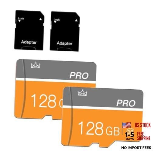 128GB Micro Memory Card,TF Card with Adapter Class 10 High 128GB-2PACK Yellow