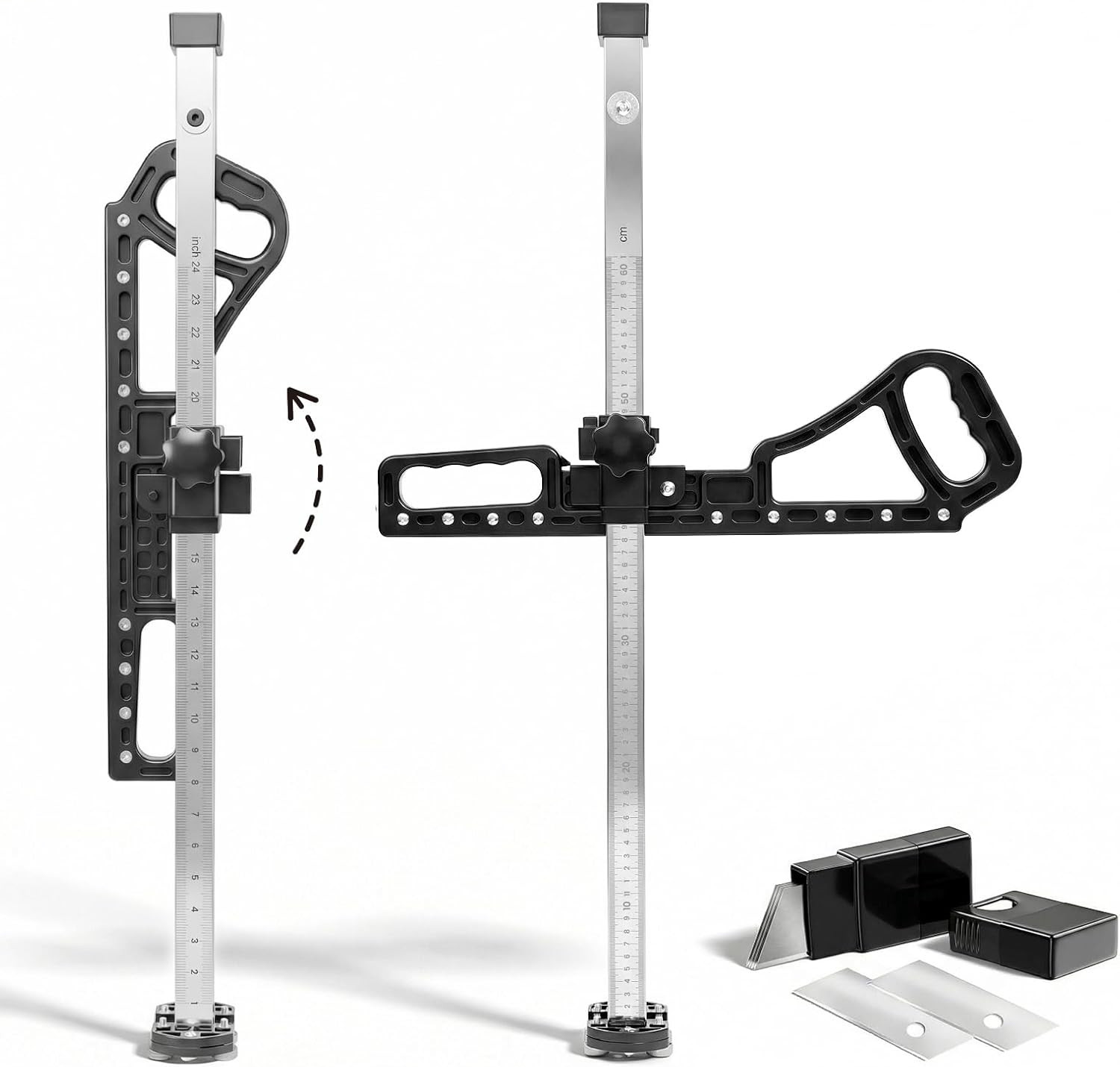 Foldable Drywall Cutter with Safety Blades and Adjustable Cut Height