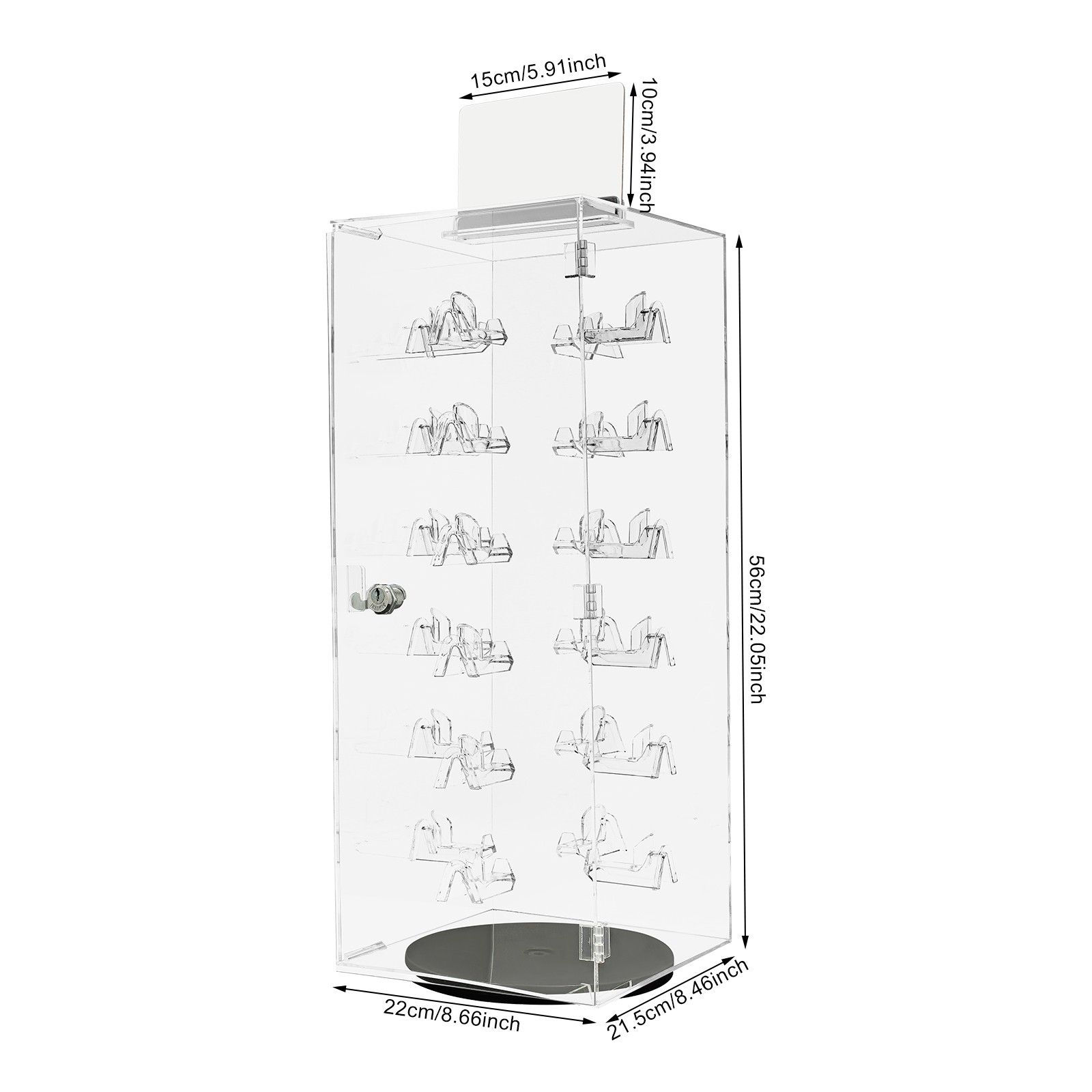 Lockable Sunglass Display Case Acrylic Glasses Organizer Rotating Display Case
