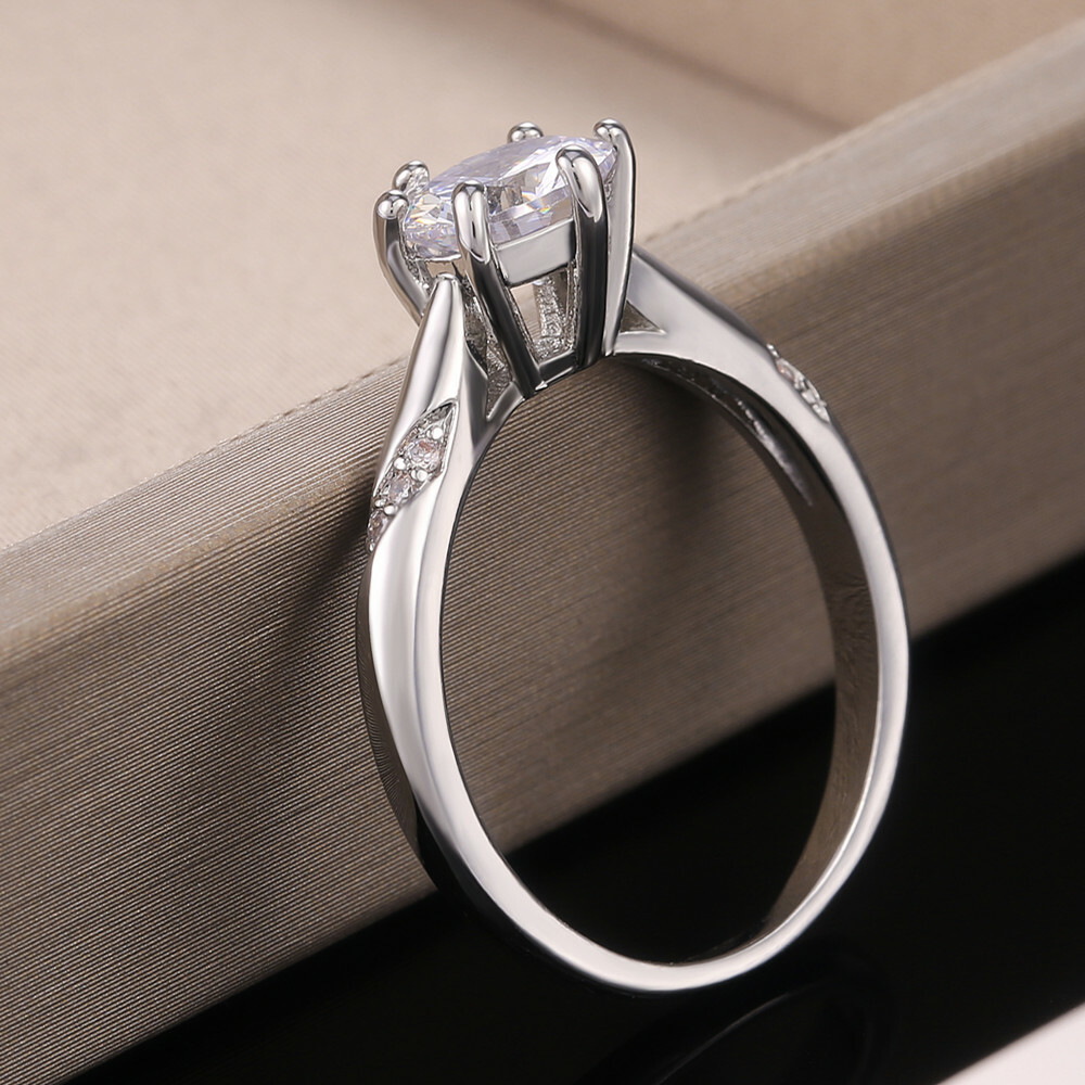 Pretty Jewelry 925 Silver Plated Ring Cubic Zircon Anniversary Ring Sz 6-10