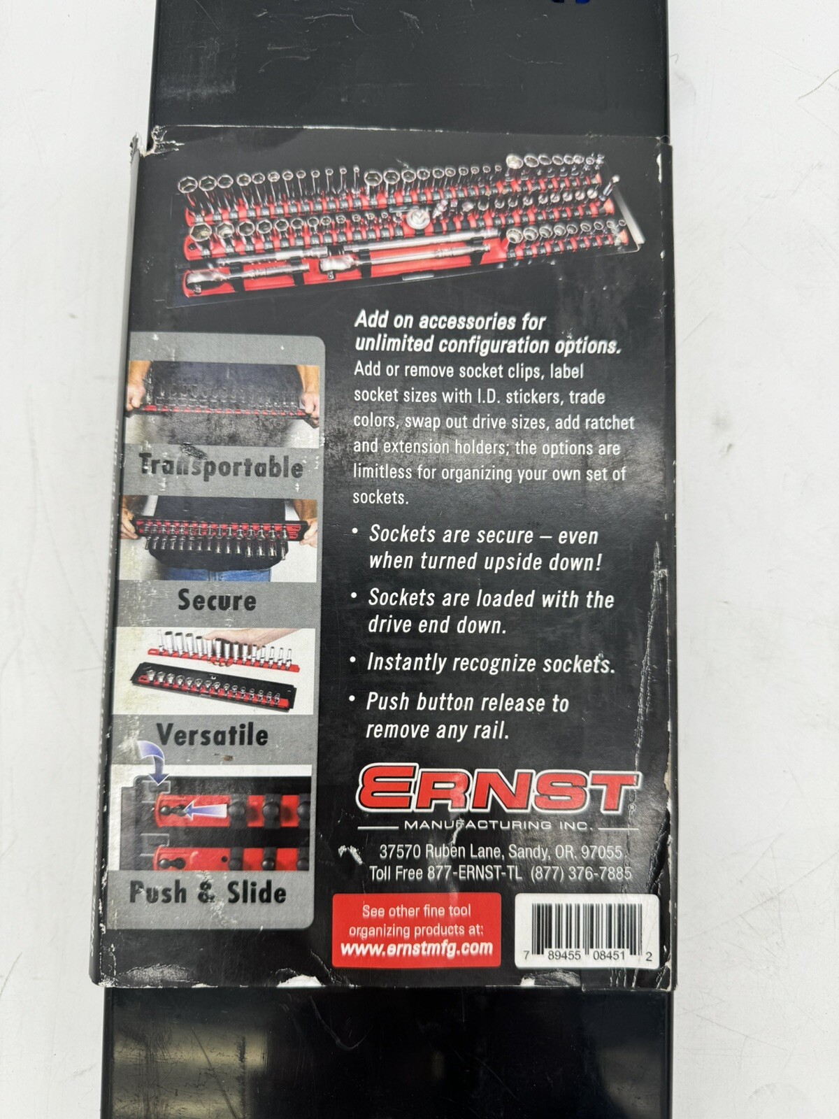 Ernst 8451 18 57 Socket Boss, Premium 3-Rail Multi-Drive Socket Organizer Tray