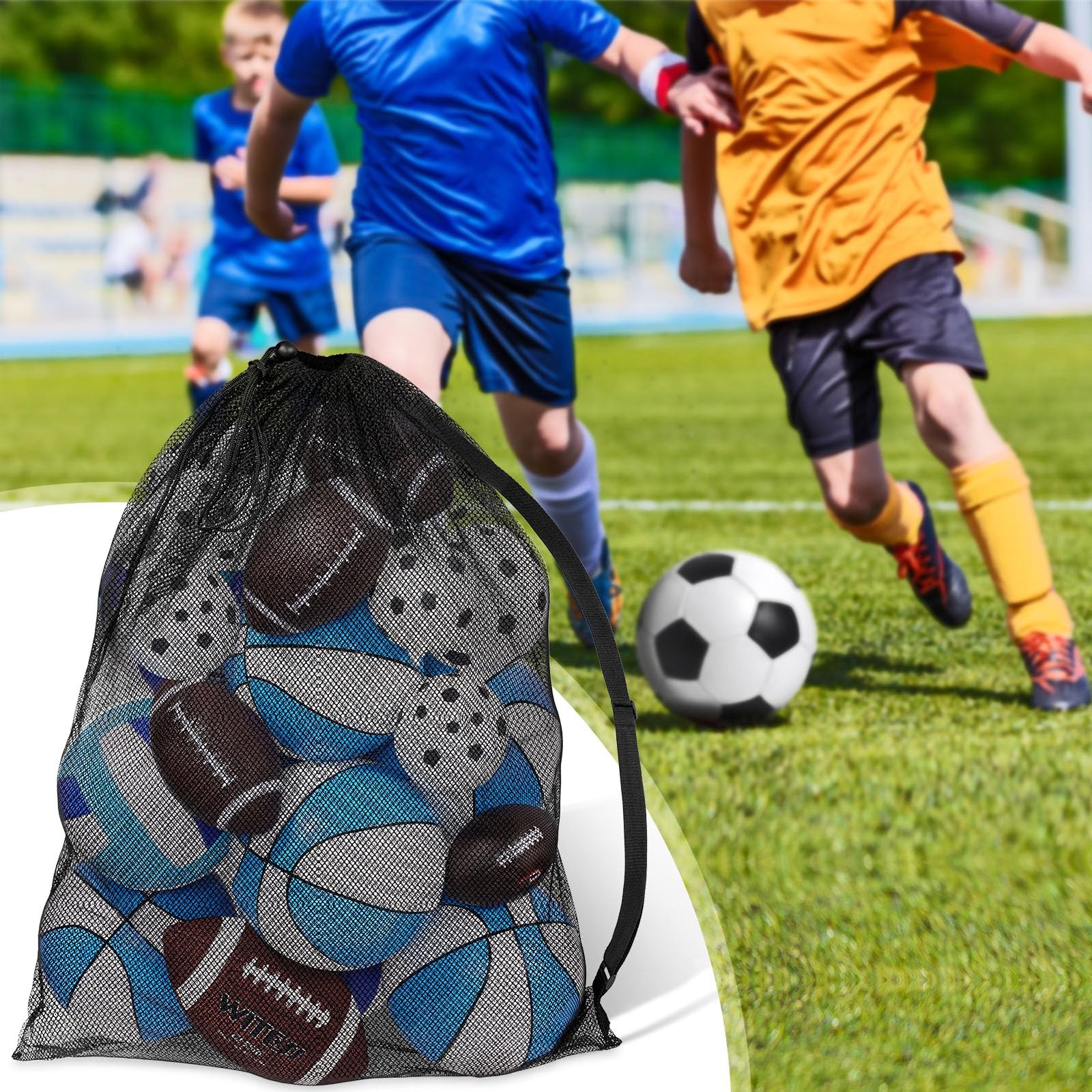 Shappy 8 Pack Extra Large Sports Ball Bag 30 x 40 Inches Mesh Soccer Basketball