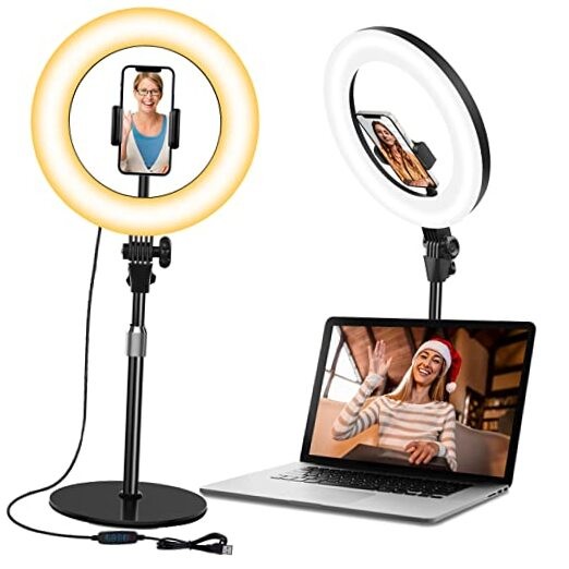 Desk Ring Light with Stand - 10.5'' Desktop Ring Light with 10.5inch-Black