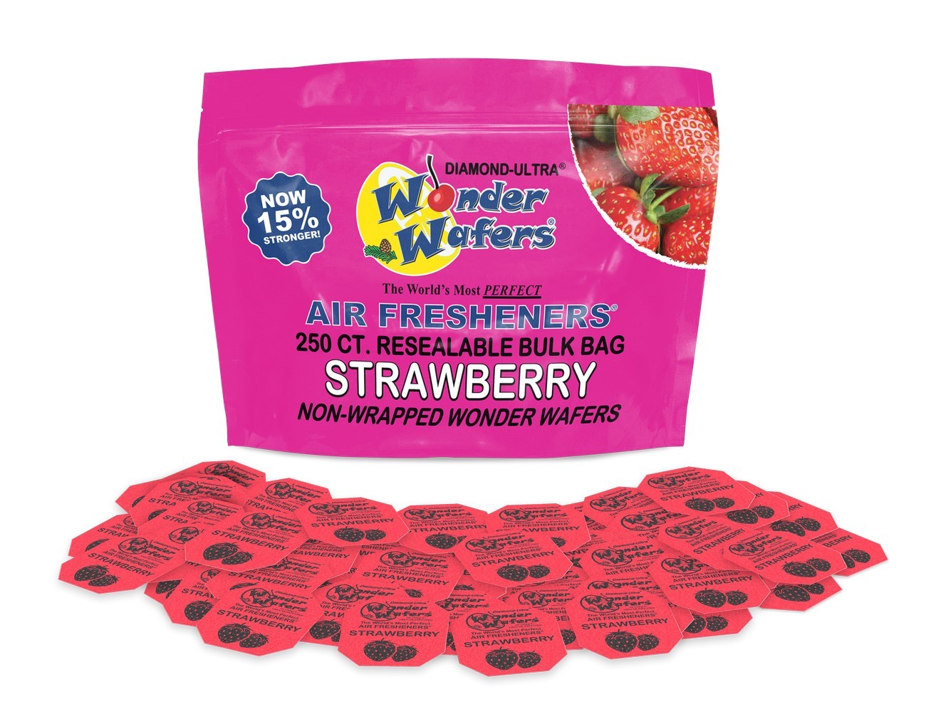 Wonder Wafers 250 Strawberry Unwrapped Automobile Professional Air Fresheners