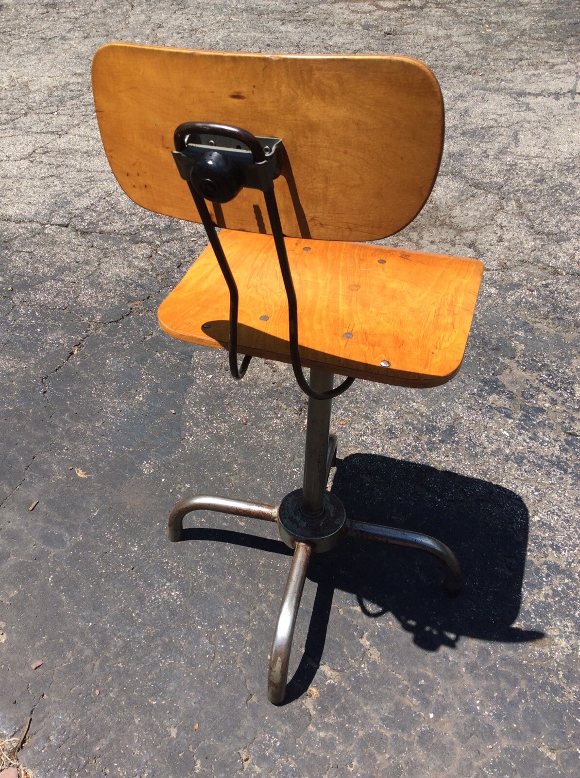 Vintage Adjustrite Wood / Metal Stool.