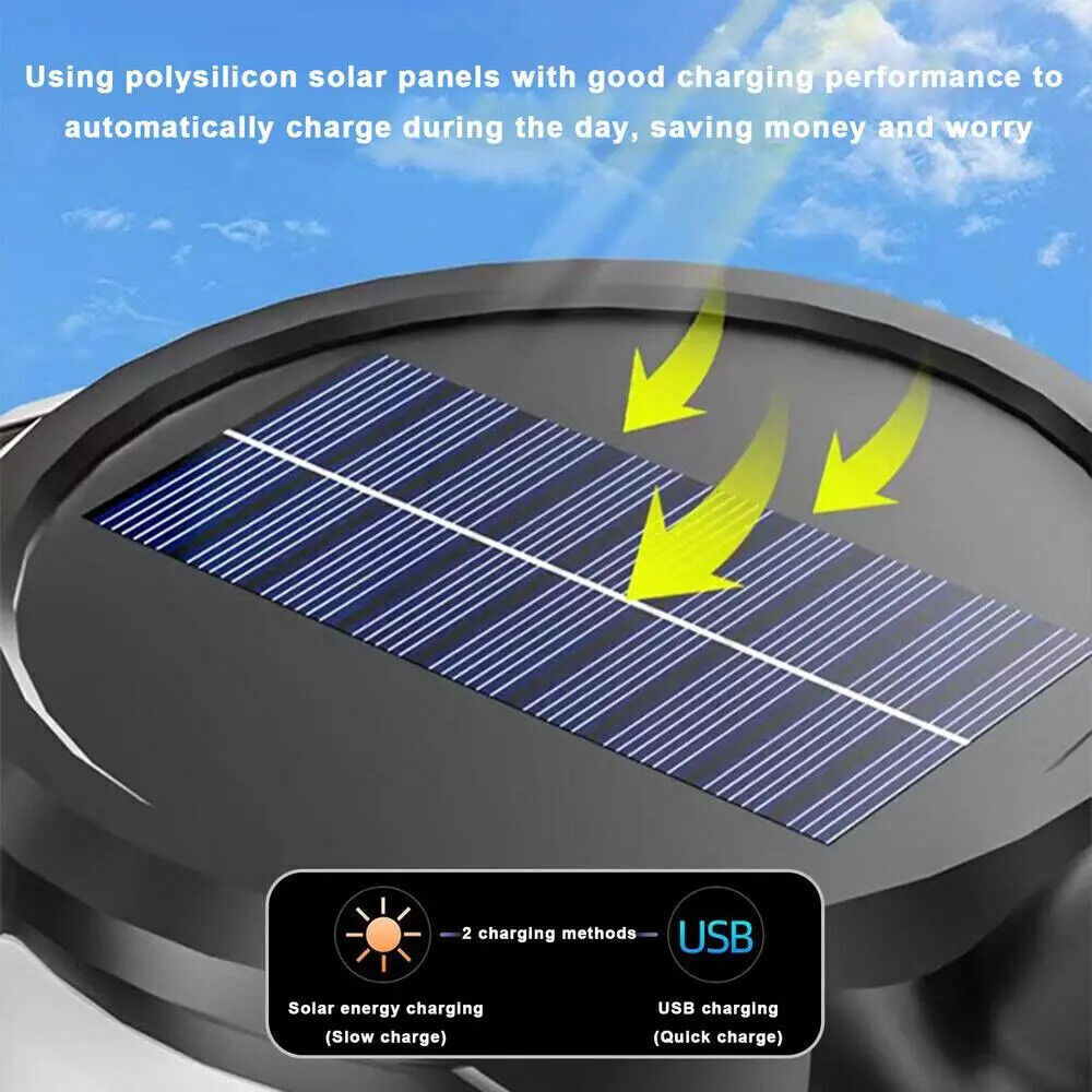3PCS Solar/USB Super Bright Rechargeable LED Spotlight Flashlight Searchlight