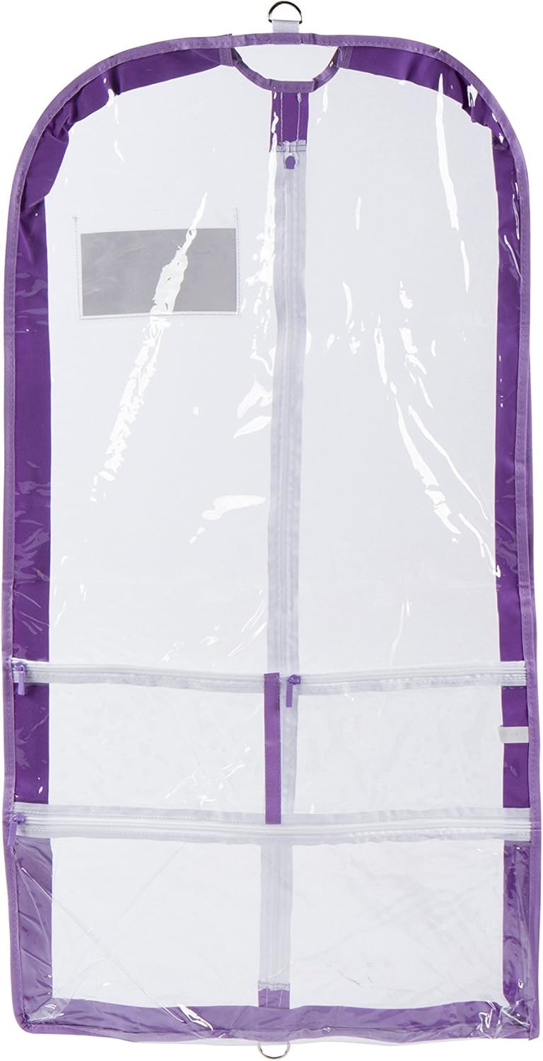 Clear Garment Bag with ID Pocket Lavender