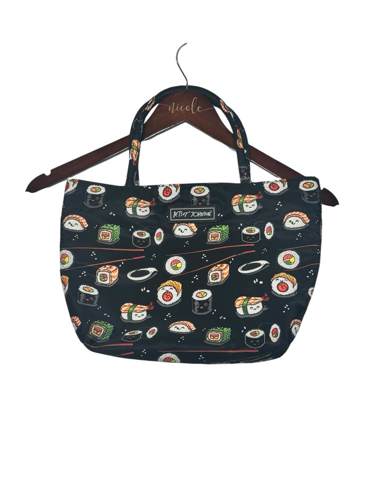 Betsey Johnson Insulated Sushi Lunch Tote Bag Gusseted Zipper Closure