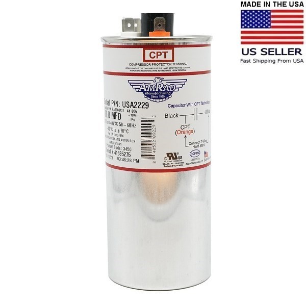 AmRad USA2229 80 uf/MFD 370-440 VAC Run Capacitor 50/60 Hz AC Electric Lot-1