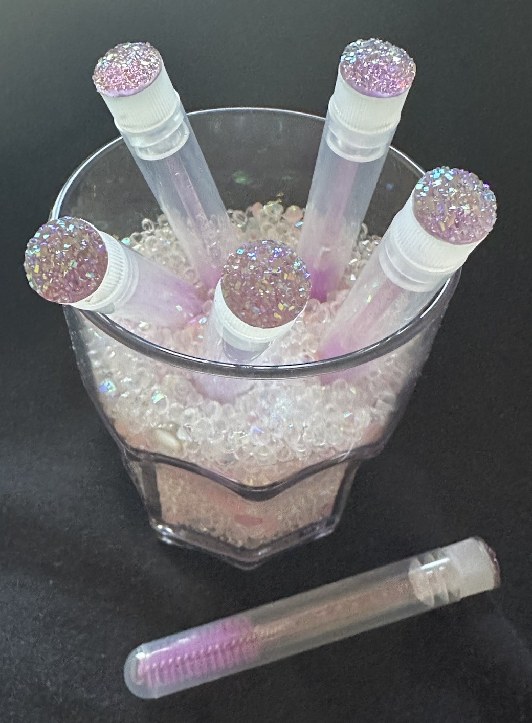 10 ct  Mascara brushes, eyelash brushes, mascara wands with tubes, lash spoolies