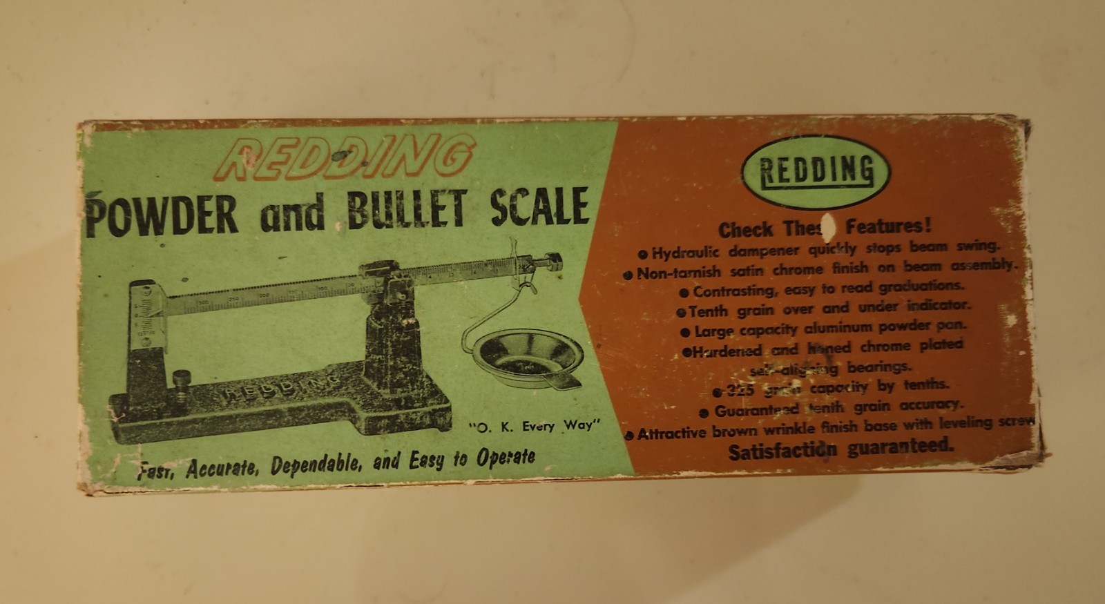 Vintage Redding Powder & Bullet Scale Reloading Scale w/ Original Box Made in...