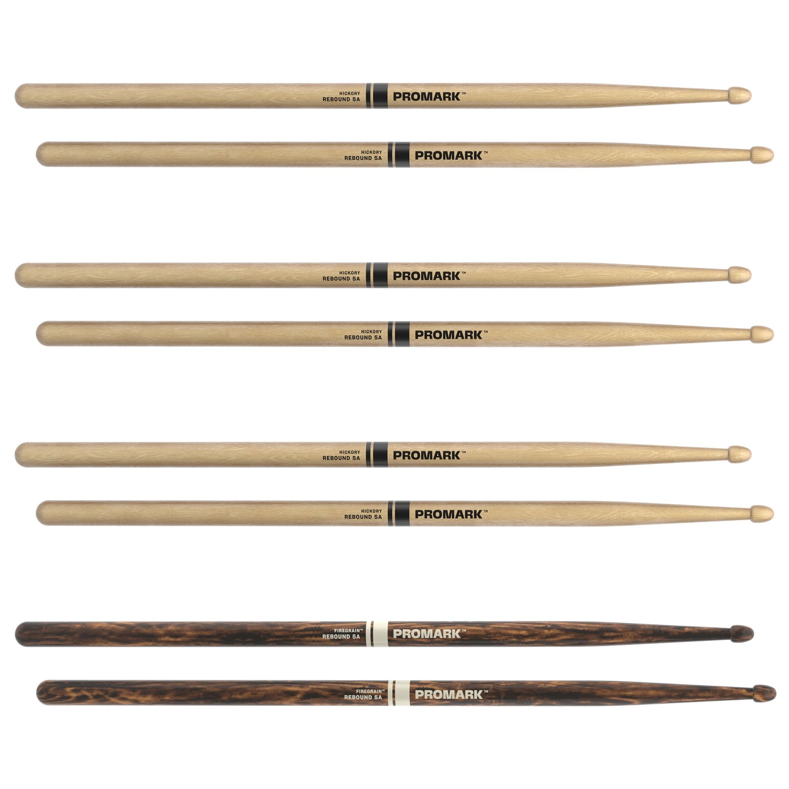 ProMark Bonus Pack 3 Pair Rebound 5A Hickory Acorn Tip Drumstick, Bonus
