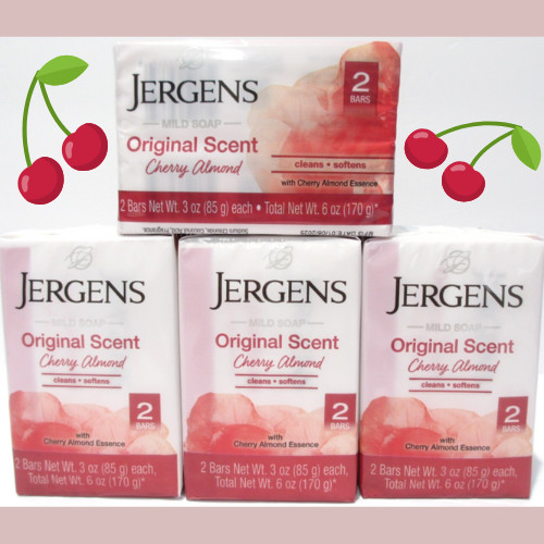 Jergens Cherry Almond Mild Soap Original Scent 8 BARS Beauty Bars FULL SIZE X8