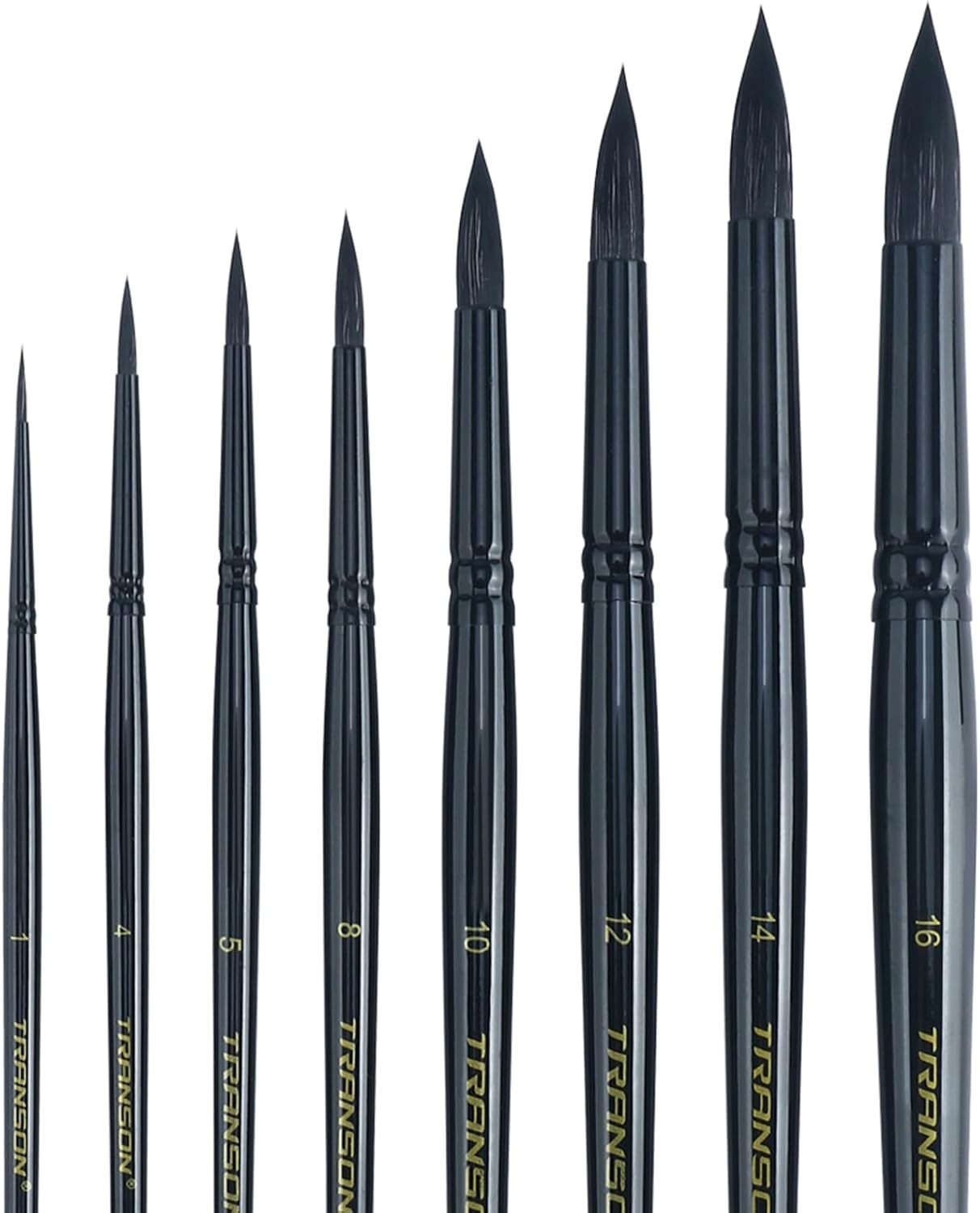 Luxury 8-Piece Round Brushes Set - Goat Hair for Watercolor and Acrylic Mastery