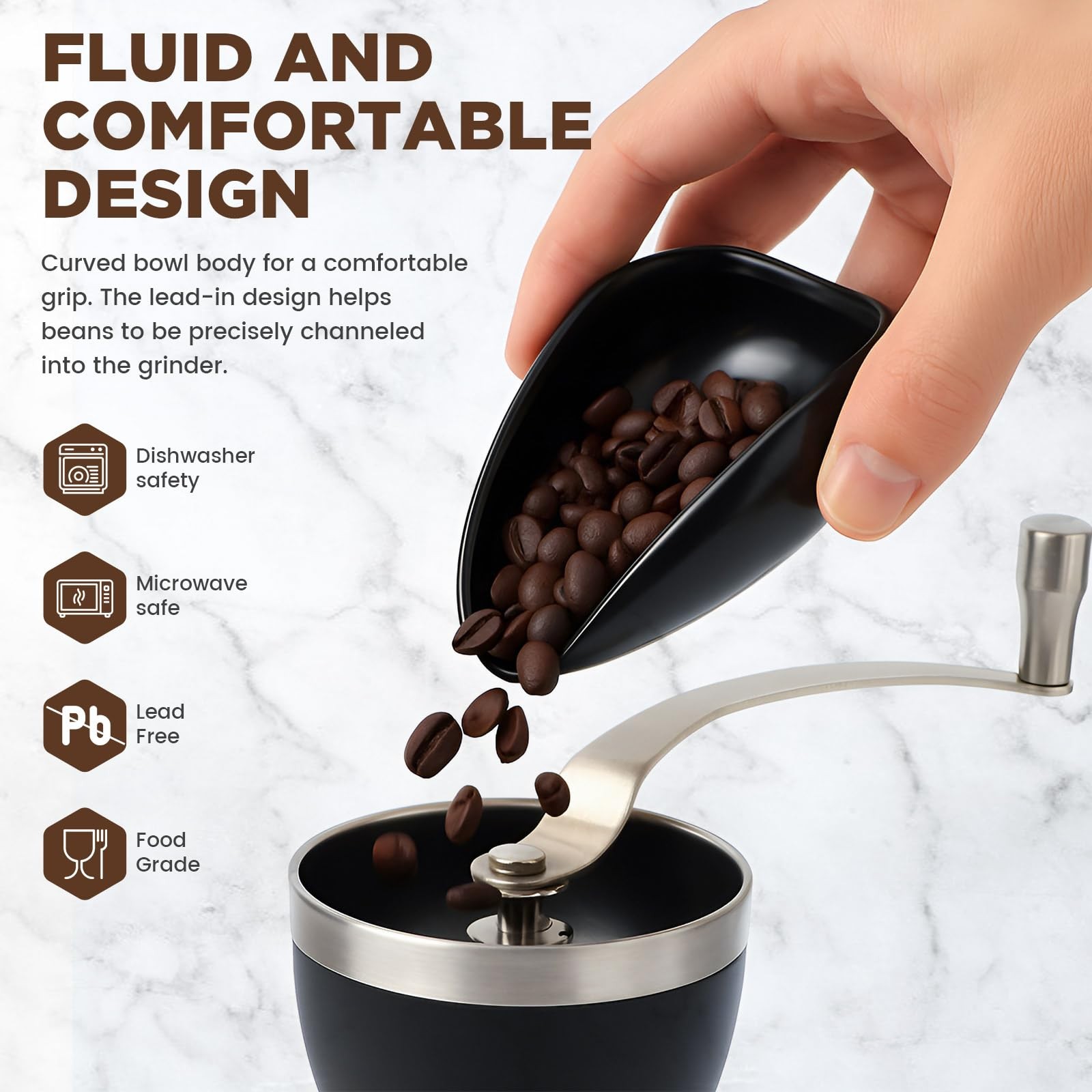 Ceramic Coffee Bean Dosing Cup + Sprayer Gift Set, coffee spray set, Black