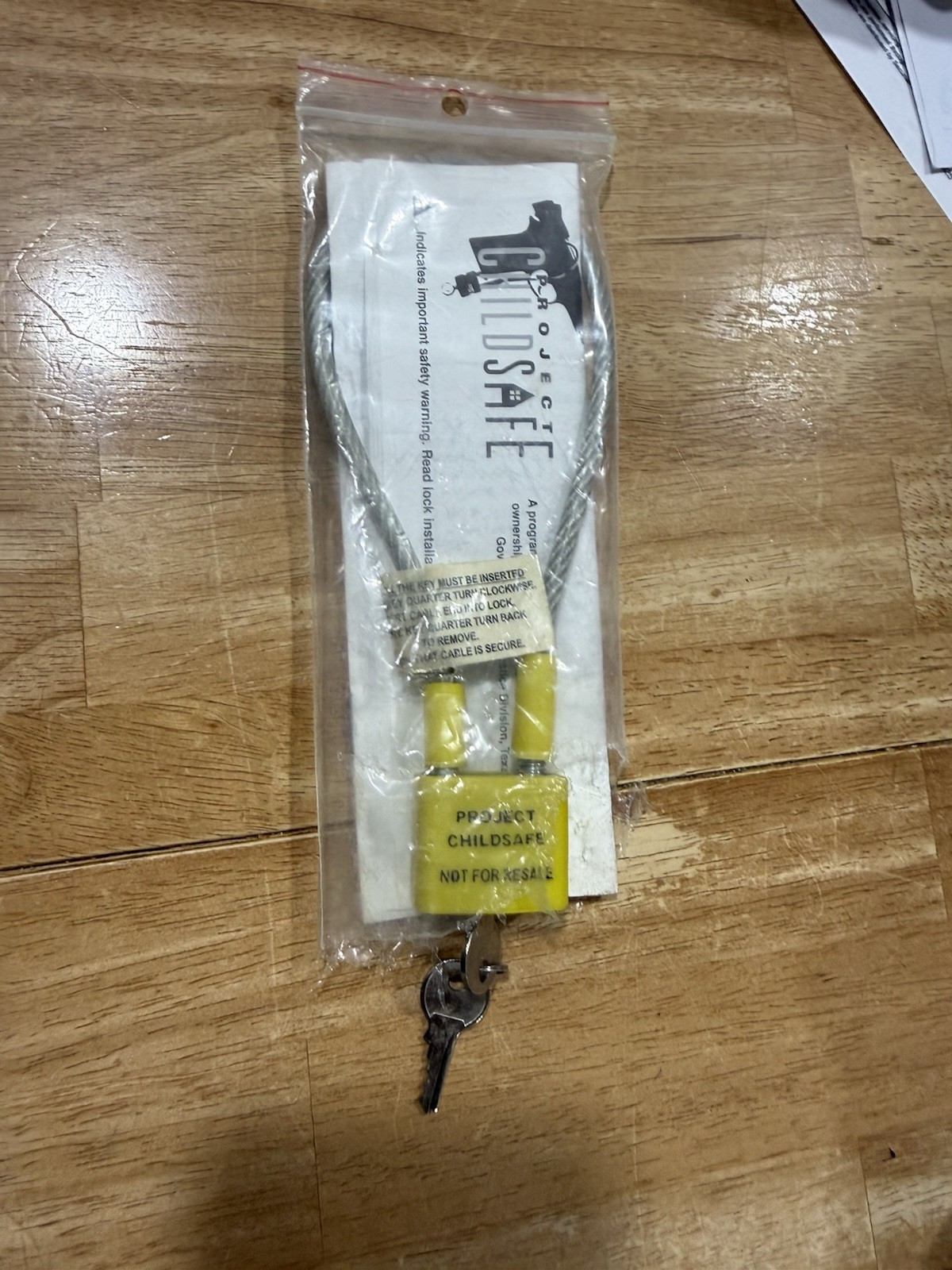 PROJECT CHILDSAFE Gun Lock - Child Safe Cable With Padlock, 2 Keys, Instructions