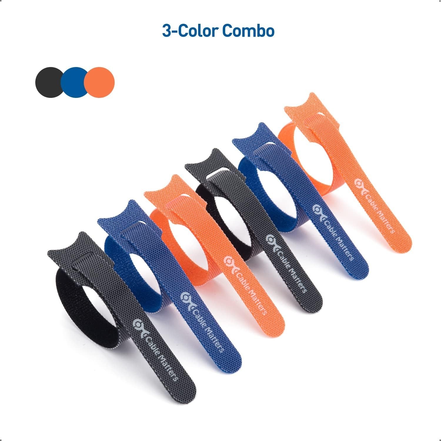 Cable Matters 100-Pack 8-inch Hook-and-Loop Reusable Wire Ties/Cable Ties with 4