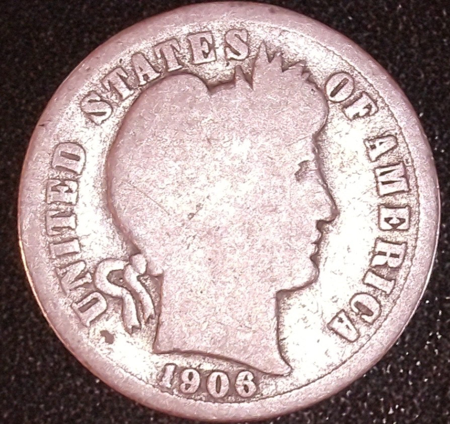 1906  BARBER DIME 10C