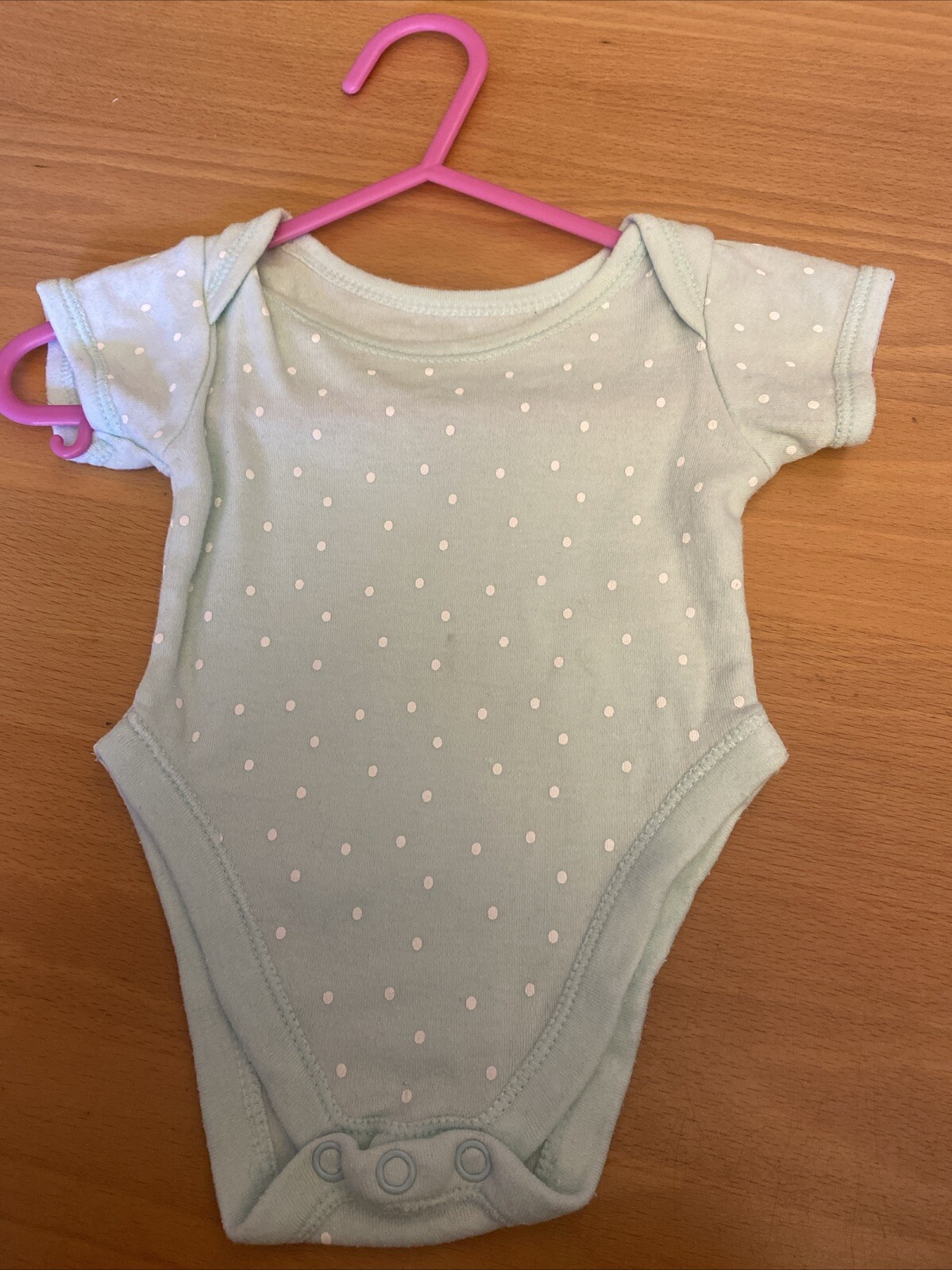 baby girls clothes Newborn 7.5lbs Earlydays Green White Spot Short Sleeve Vest