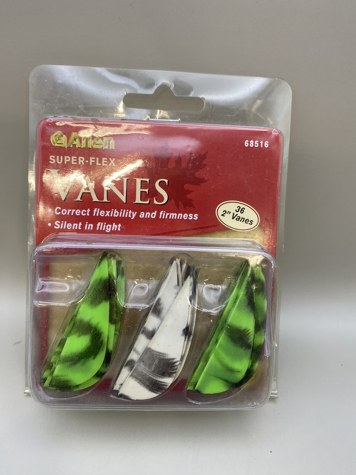 Allen Super-Flex 2" Vanes Green / White Camo Bulk 36 Packs Archery Arrow 68516