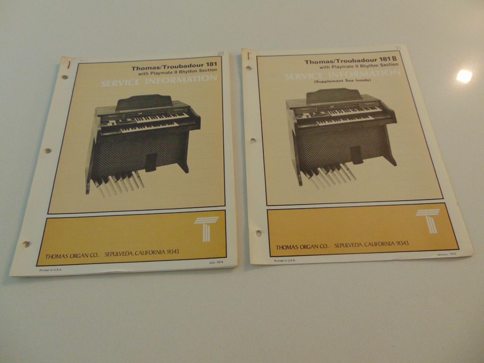 Thomas Organ Troubadour 181 181B Service Repair Shop Manual Schematics