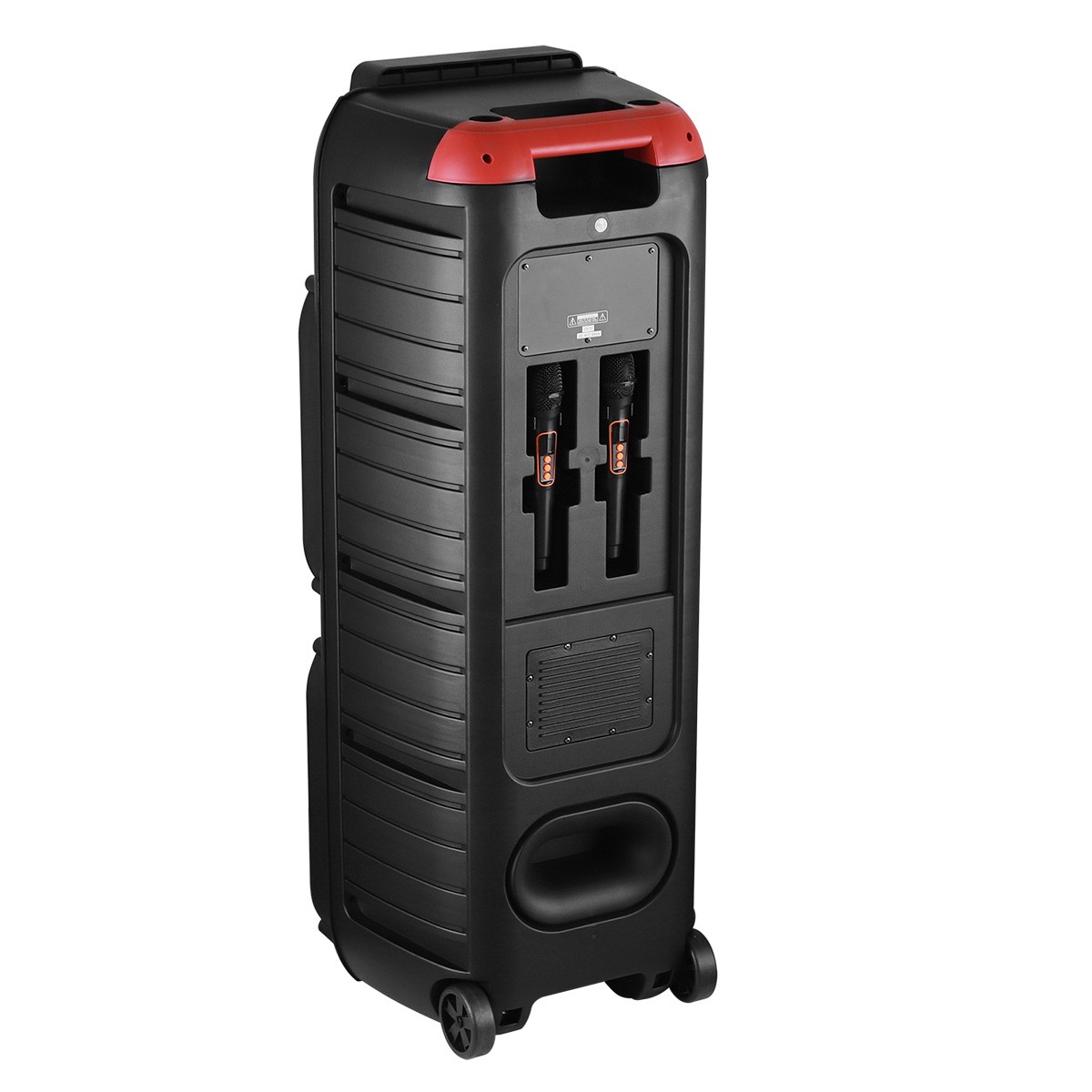 Dual 15" Massive Speaker Wireless Mic TWS PA System Party Speaker LED Lights USB