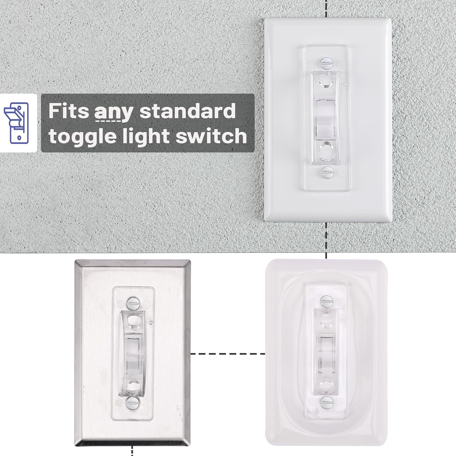 Bates 6-Pack Clear Light Switch Guard Covers - Elegant Protector for Switches