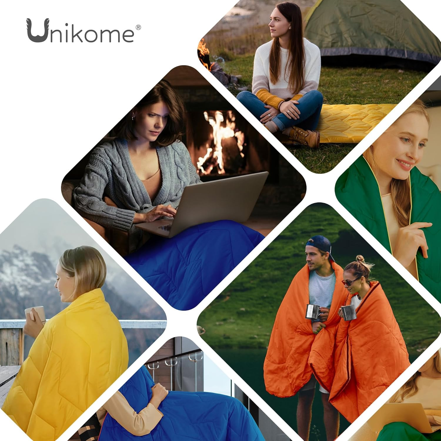 Waterproof Puffy Camping Blanket - Lightweight Packable Outdoor Quilt with Corne