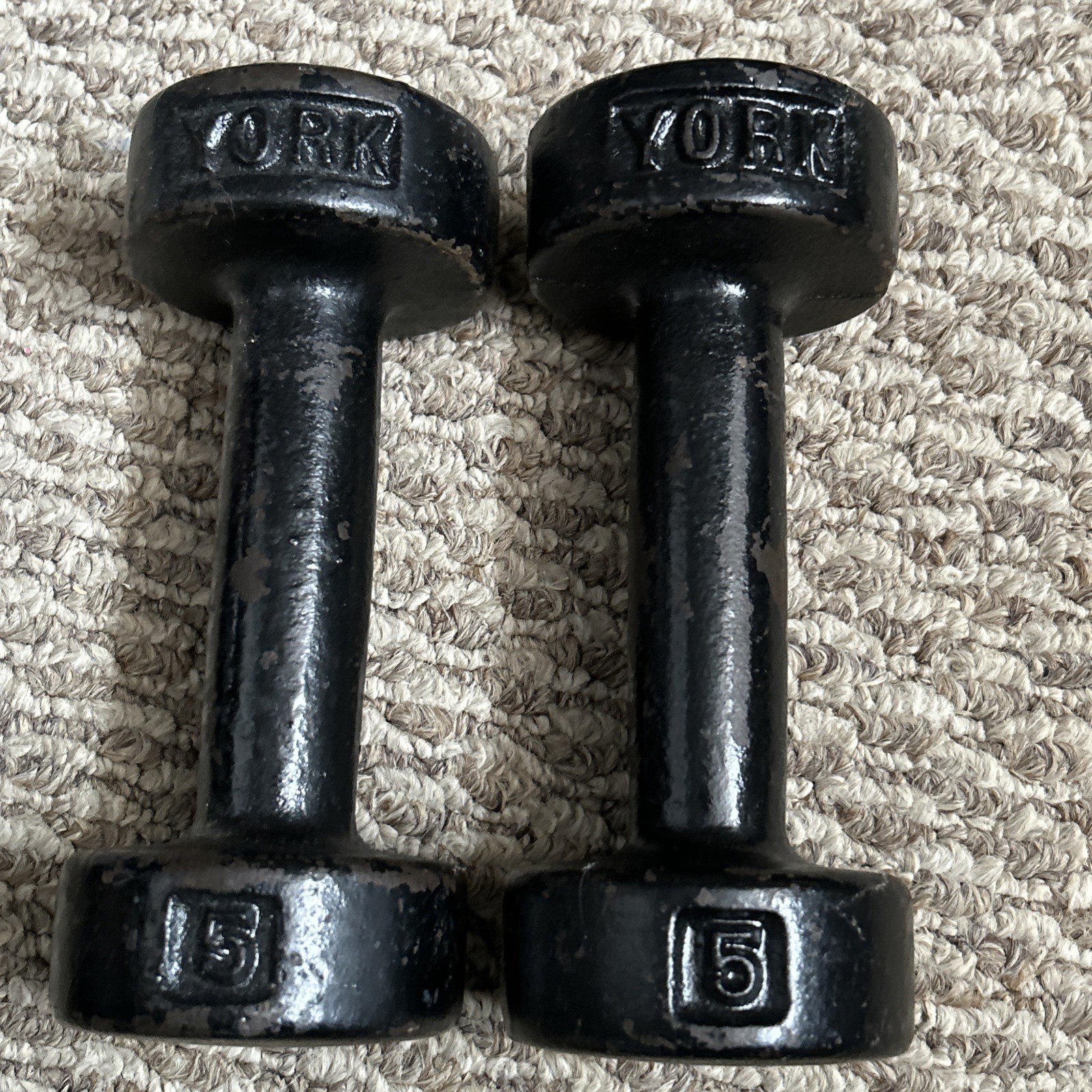 Vintage York  5 lb set of Roundhead Dumbbells Weights