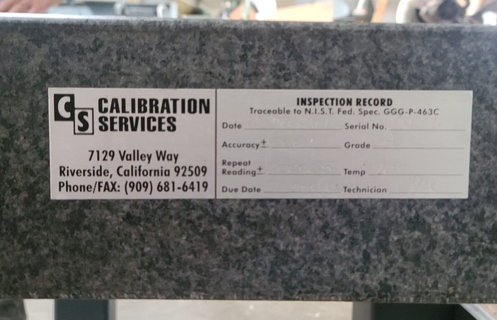 Ace Kinetic Systems Vibraplane PRECISION Granite Table Surface Inspection Plate