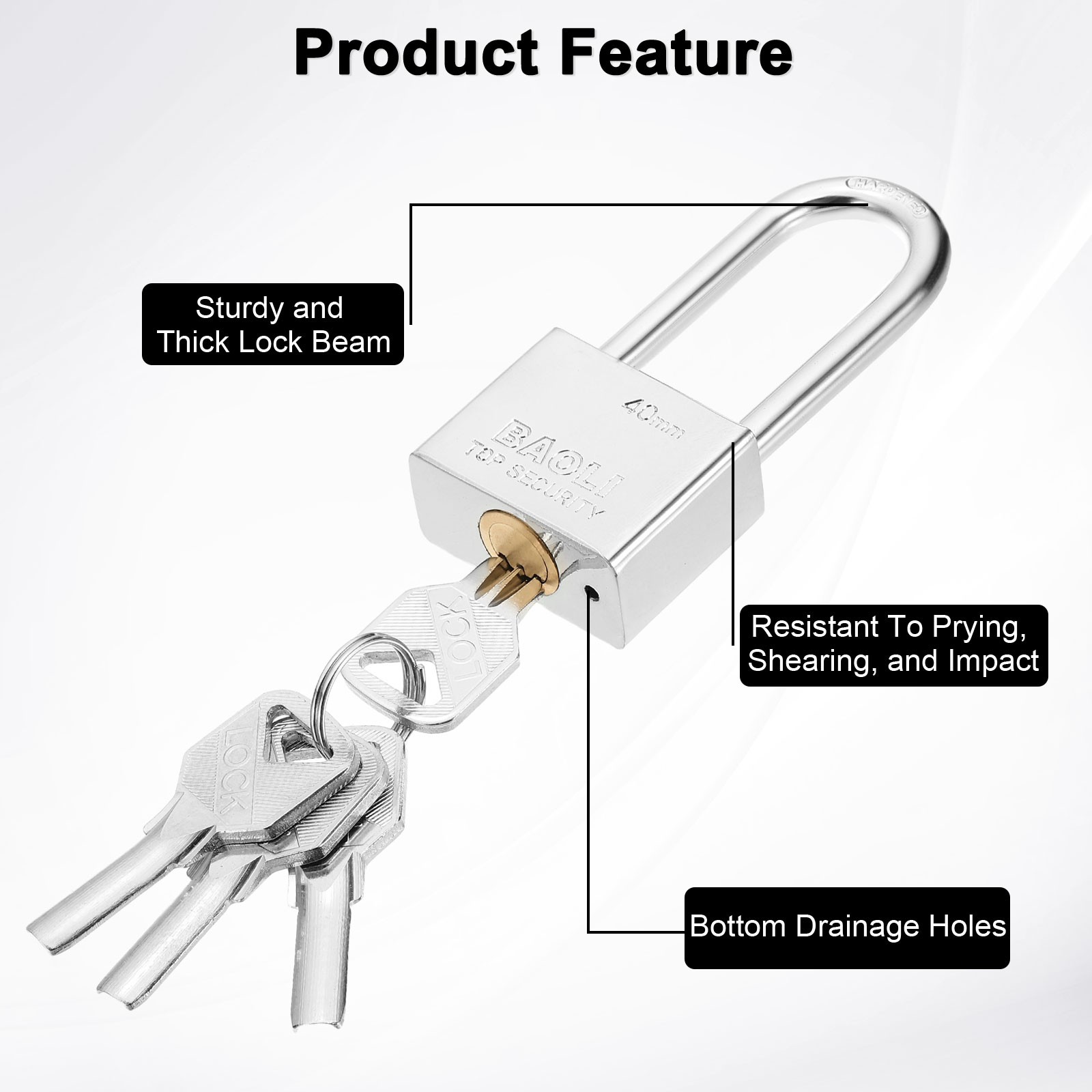 40 x 20 x 90mm Heavy Duty Lock Alloy Steel High Security Padlock with 4 Keys