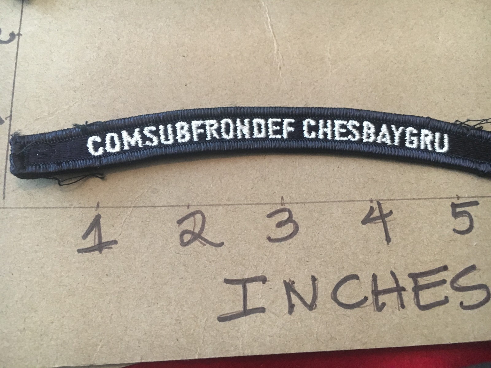 US NAVY SHOULDER STRIP TAB *** rocker *** Patch Comsubfrondef Chesbaygru