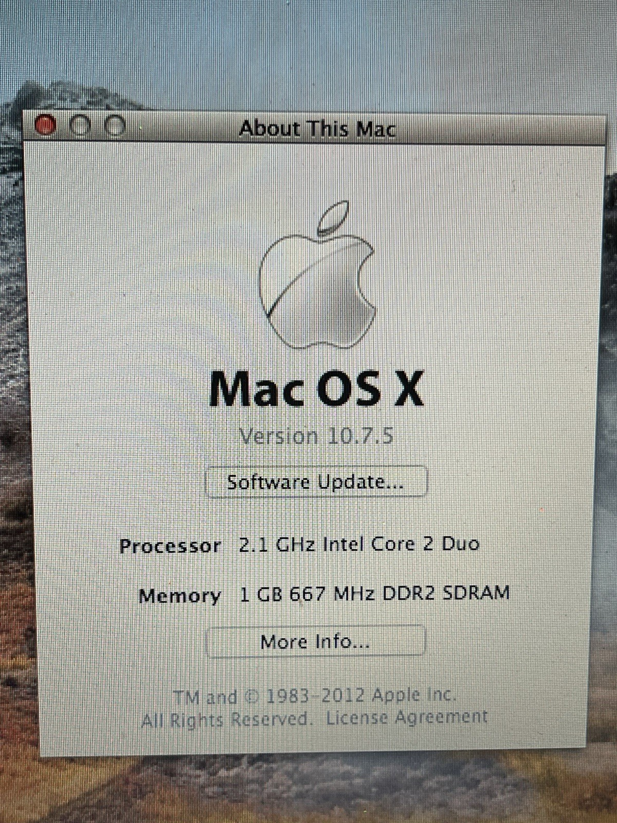 Apple MacBook A1181 Intel Core 2 Duo 2.1GHz 120GB Space 1GB RAM 13.3”