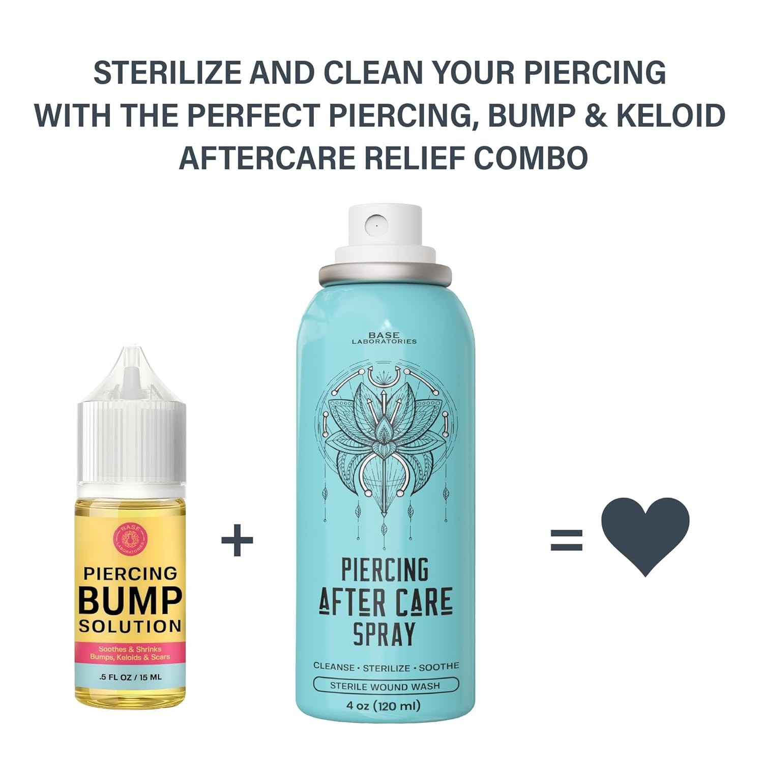 Piercing Aftercare Kit: Keloid & Piercing Bump Solution Oil15ml + Piercing Af...