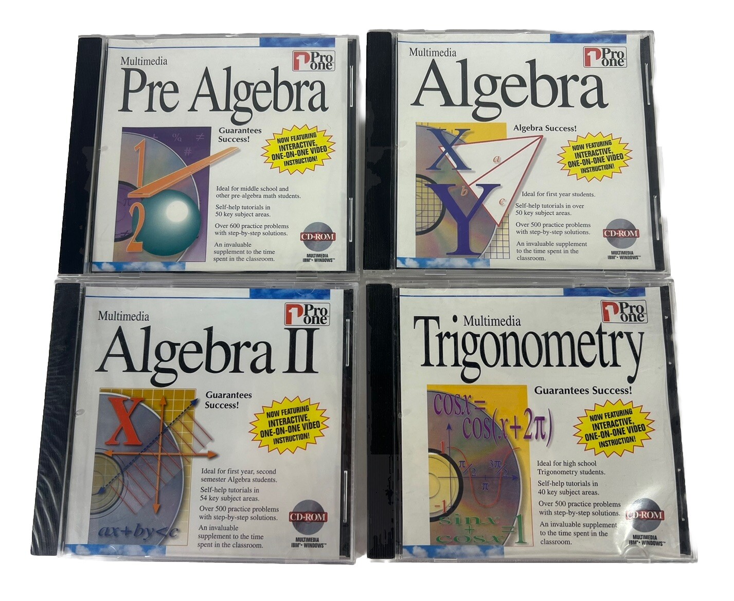 Pre Algebra, Algebra 1 2, Trigonometry School Math CD-ROM by Pro One Homeschool
