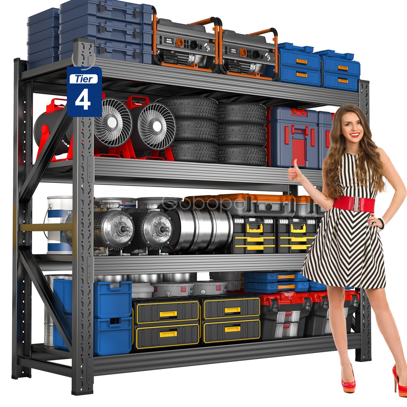 Garage Shelving Heavy Duty 4-Tier Metal Storage Shelves 71" W x 71" H Adjustable