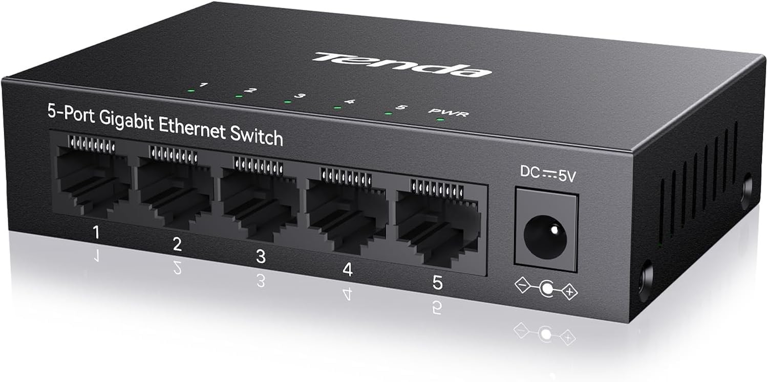 5 Port Gigabit Switch Unmanaged Ethernet Network Splitter Metal TEG1005D
