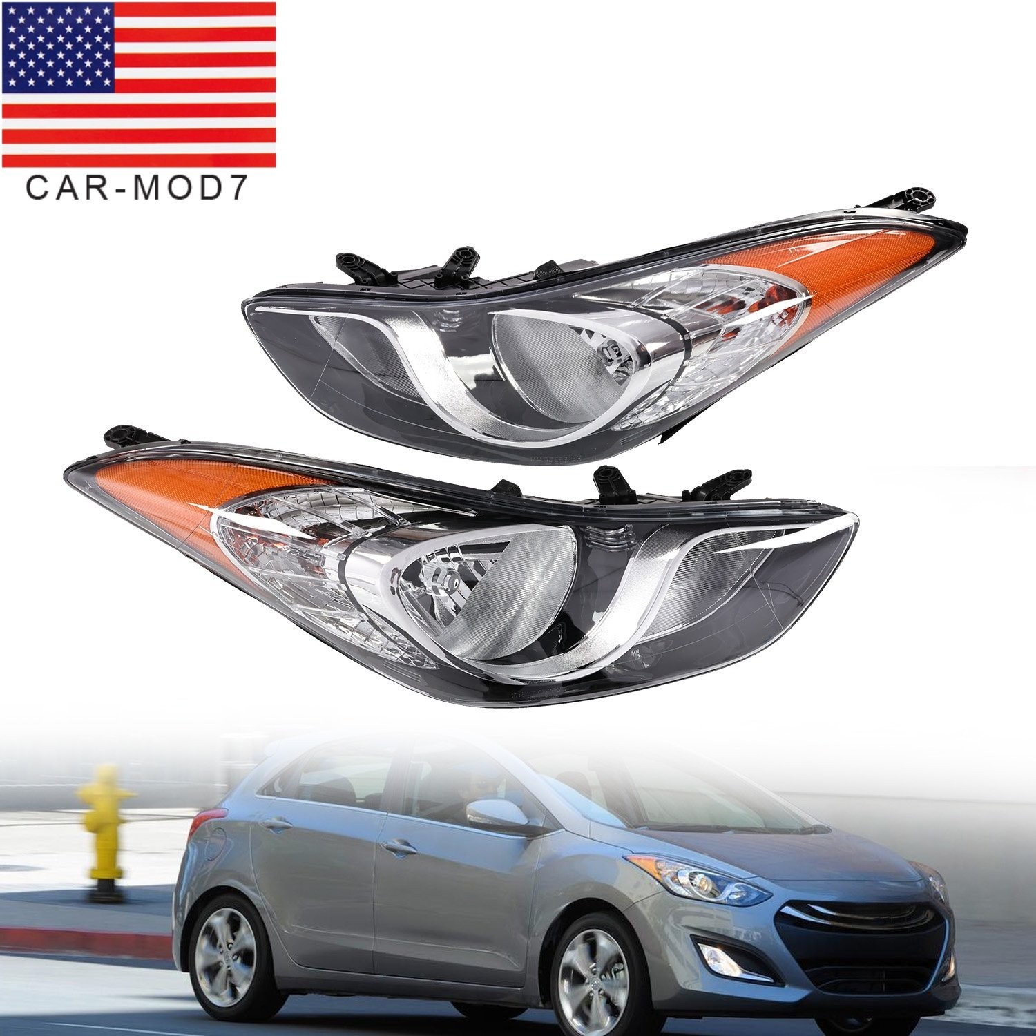 Pair Headlights For 2011 2012 2013 Hyundai Elantra Halogen Headlamps Assembly