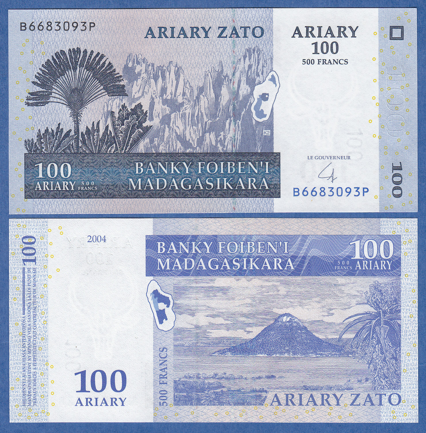 Madagascar 100 Ariary P 86b 2004 UNC Sign. 6  P 86 b