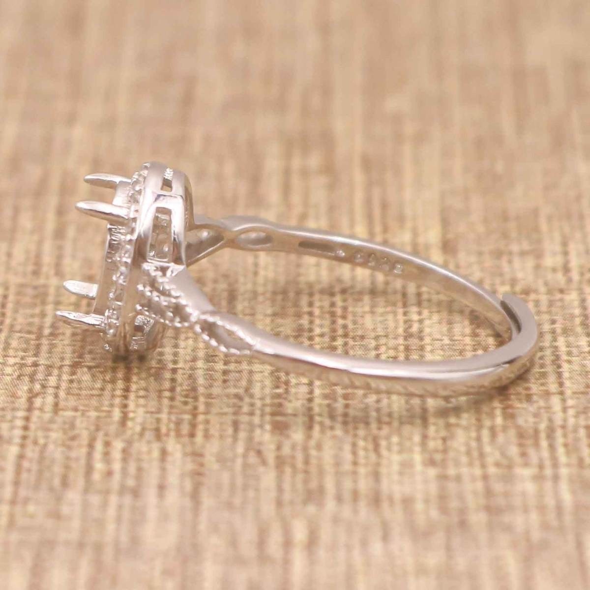 925 Sterling Silver Semi Mount 7X5mm Oval Frame Ring Blank Frame Wedding Ring