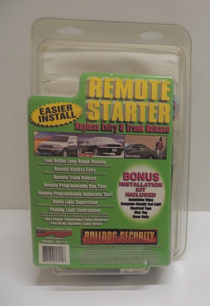 Bulldog Security REMOTE STARTER Keyless Entry & Trunk Release RS114 NOS Sealed