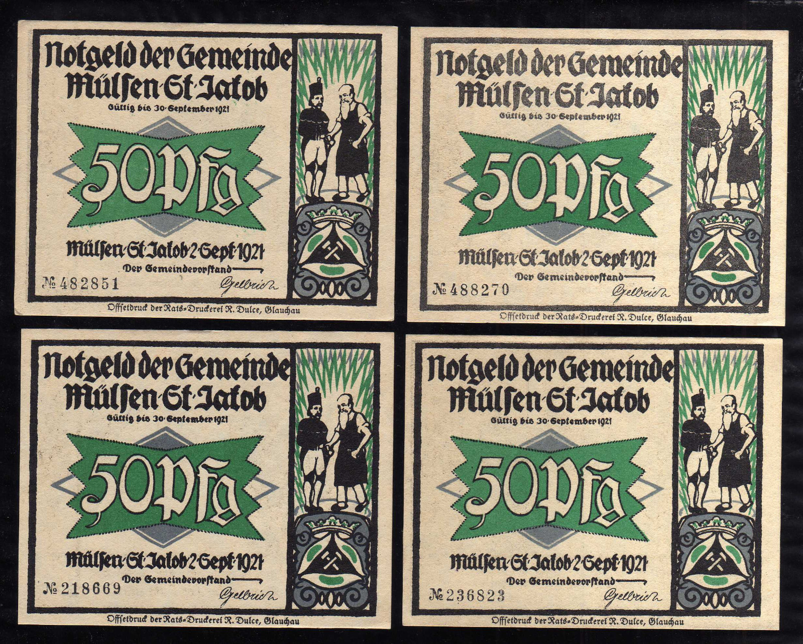 MULSEN-ST. JACOB - GERMANY NOTGELD -   8 x 50 PFENNIG