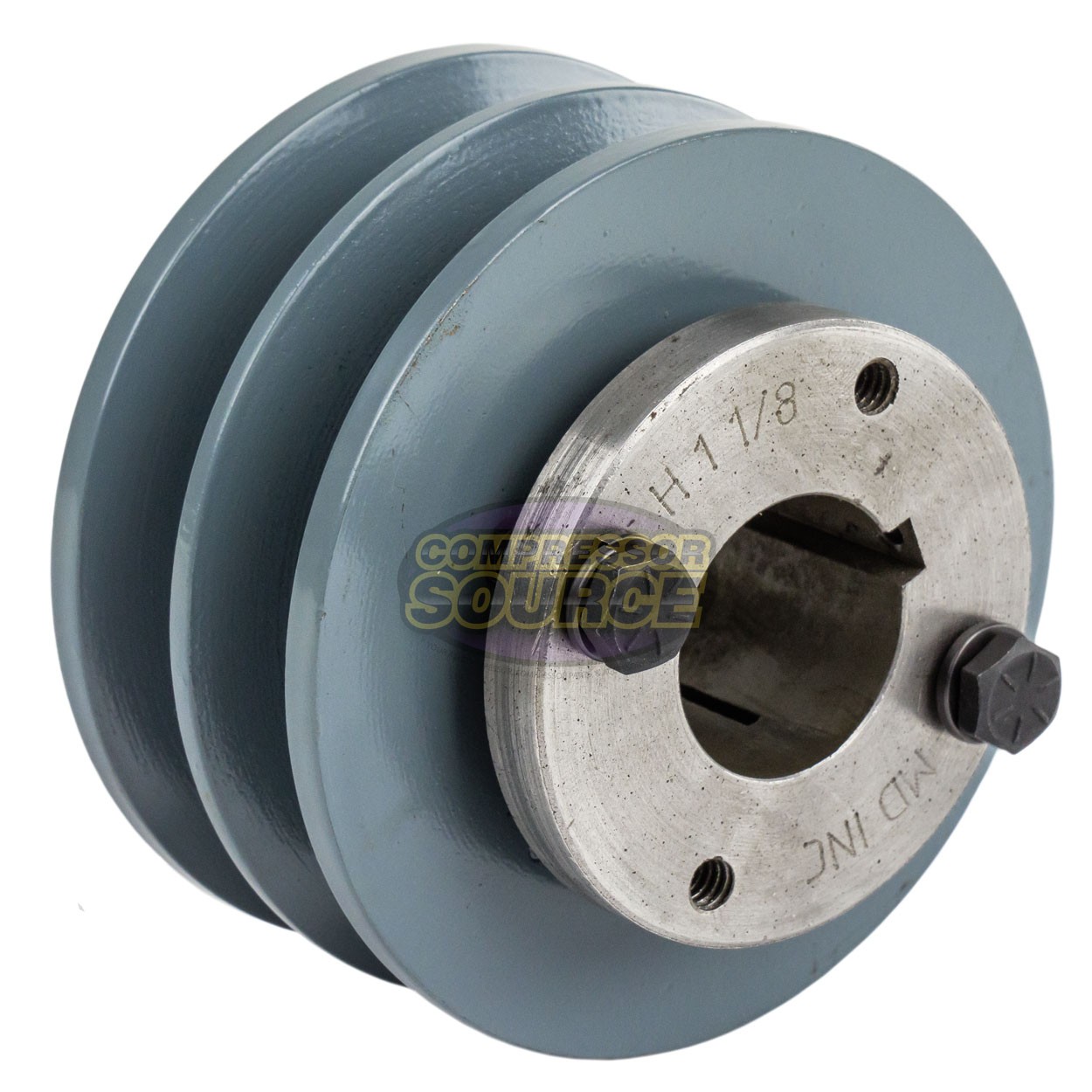 Cast Iron 3.75" Dual Groove Pulley Belt B Section 5L with 1-1/8" Sheave Bushing