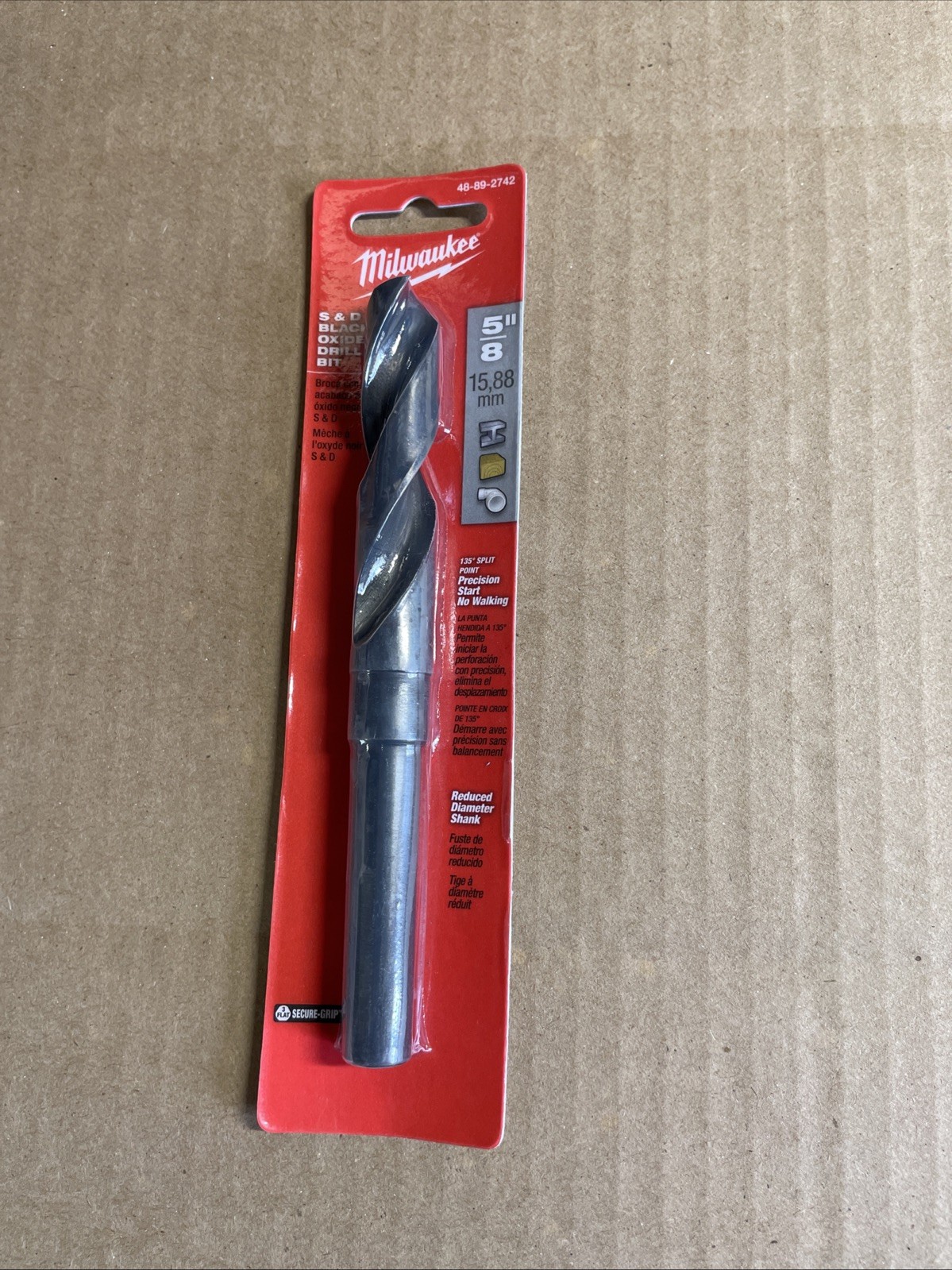 MILWAUKEE;  5/8" S&D Black Oxide Drill Bit, 48-89-2742    (2611)