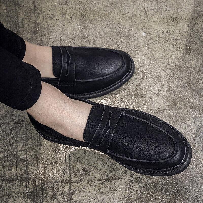Mens Slip On Round Toe Faux Leather Shoes Casual Work Outdoor Loafers Driving SZ