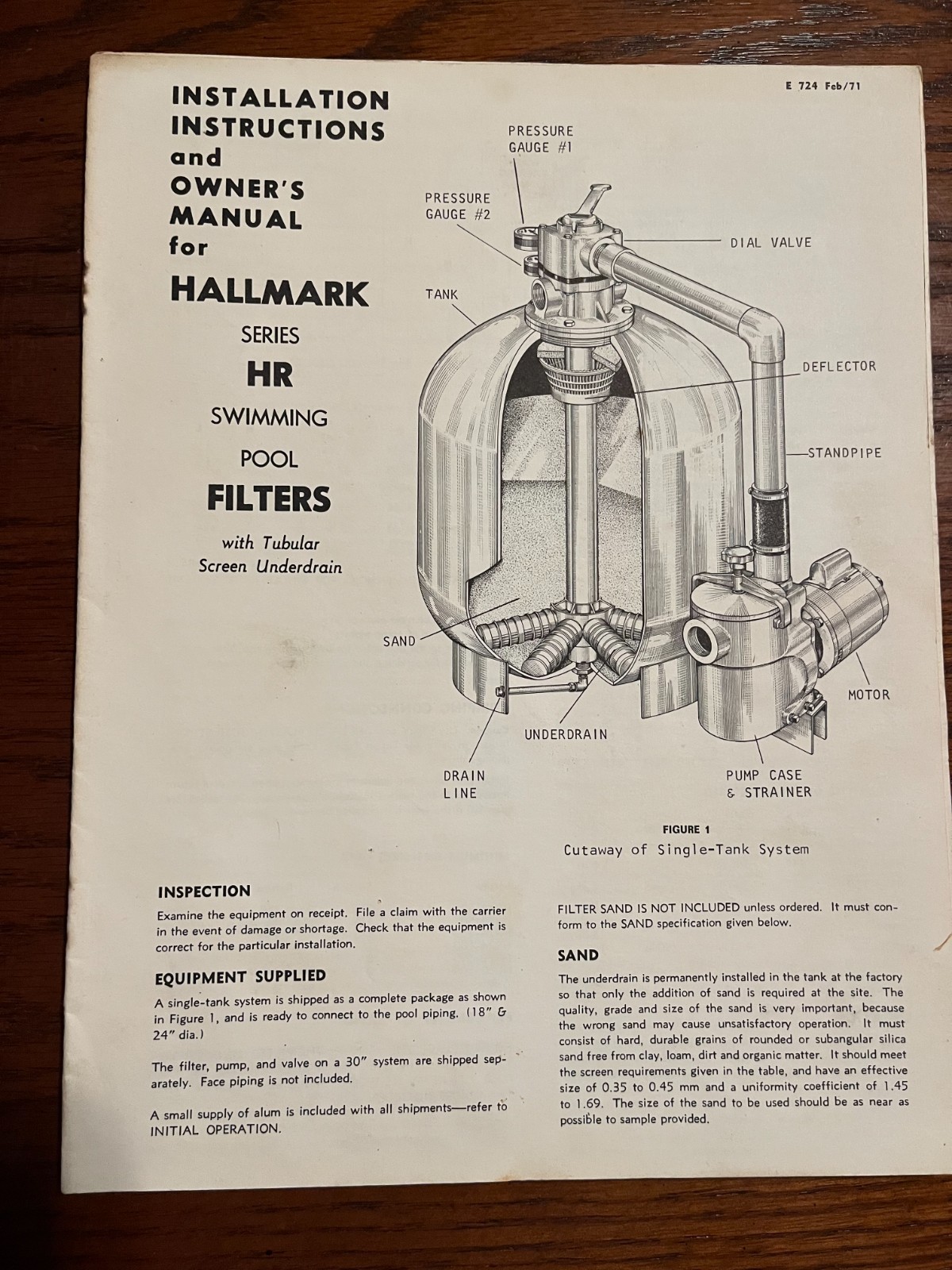 Hallmark Pool Corporation Installation/Maintenance Instructions/Owners Manual