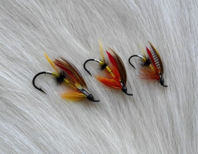 Fly Fishing Flies. Dress Salmon Flies Combo. Red Highlander. size #2-4-6 Hooks.