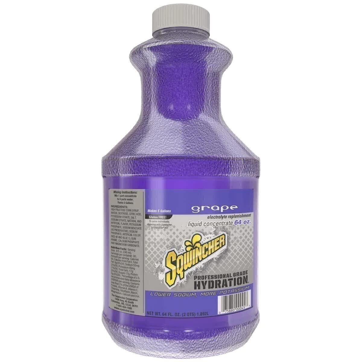 Sqwincher Liquid Concentrate Electrolyte Replacement, 5 Gallon Yield, Grape...