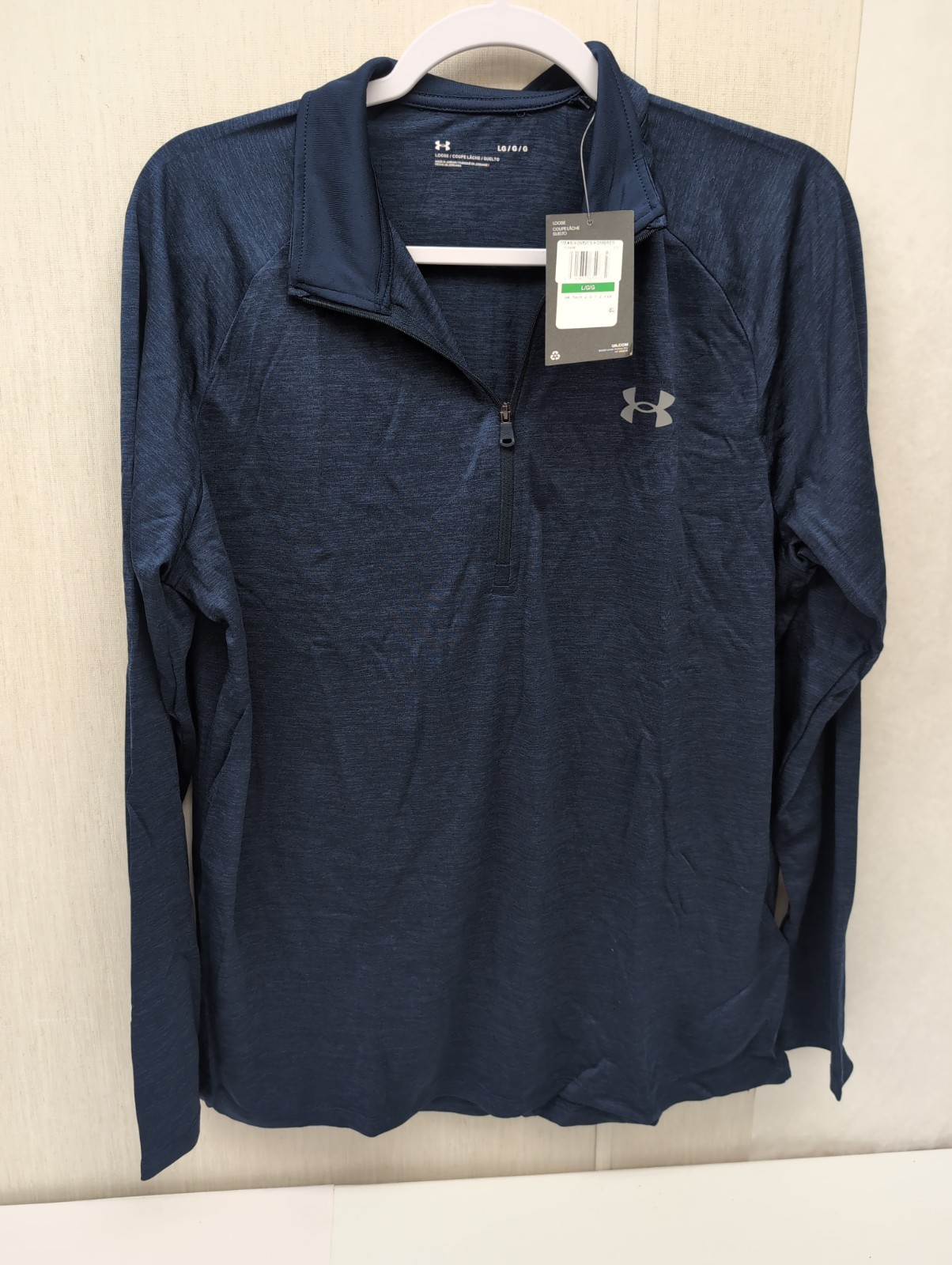 Men Under Armour Tech 2.0 1/2 Zip Sz L Navy Blue Long Sleeve Training Top BR0
